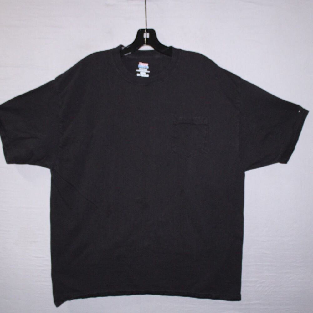 Hanes Mens Short Sleeve Beefy Plain Black Cotton Crew Neck Blank T-Shirt